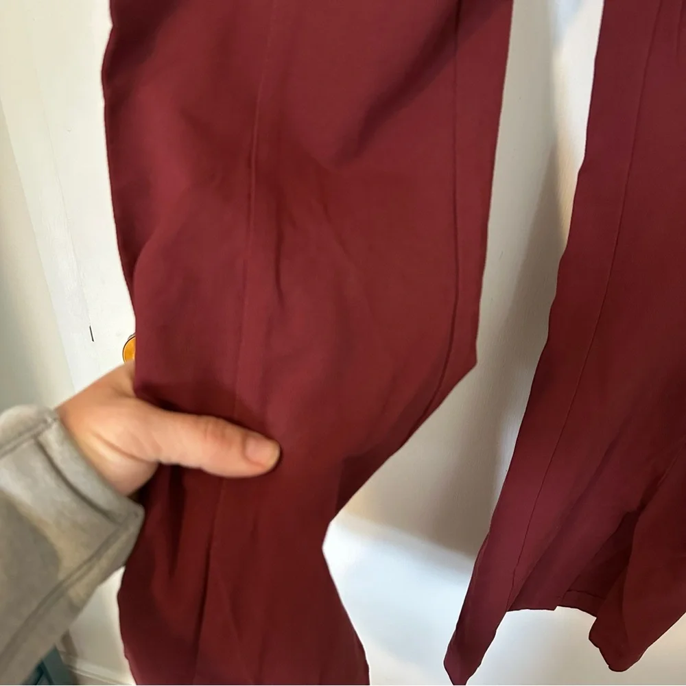 Free People Real Deal Slit Flare Stretch Pants Maroon Womens Large Boho - Picture 4 of 12
